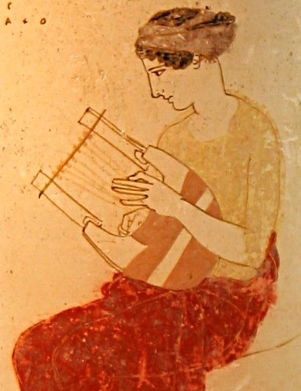 muse with lyre, from an ancient Greek vase