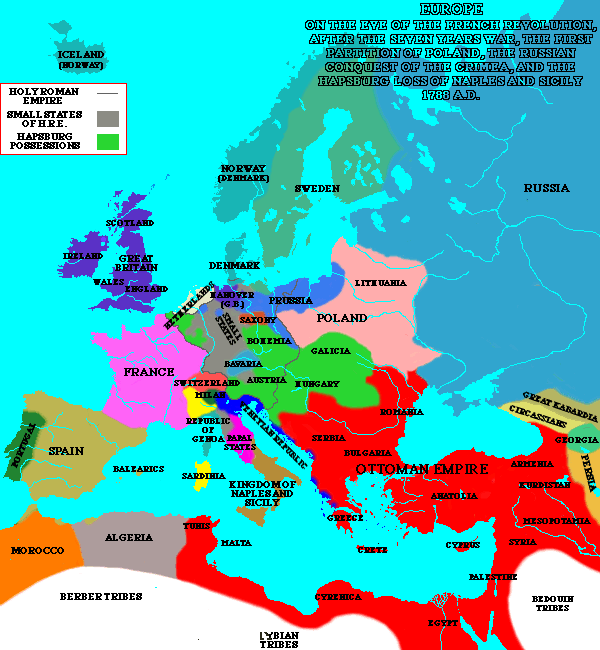 map: Europe in 1788