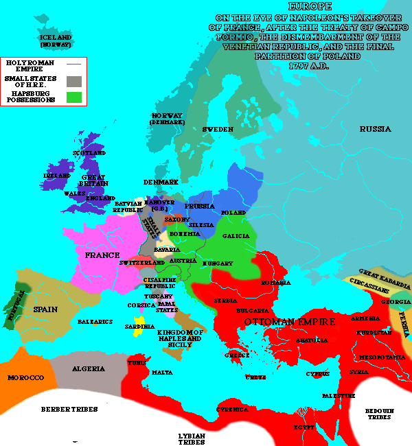map: Europe in 1797