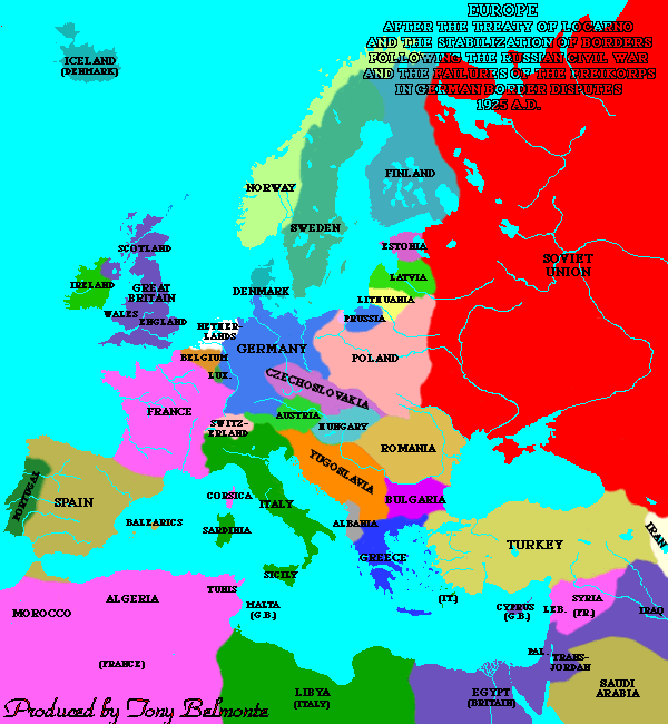 map: Europe in 1925