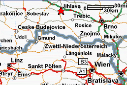 map of the area from Vienna to Iglau