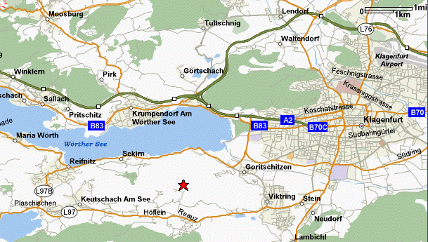 map of Maiernigg and the Woerthersee area