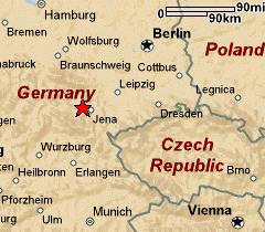 map of central Europe showing Weimar